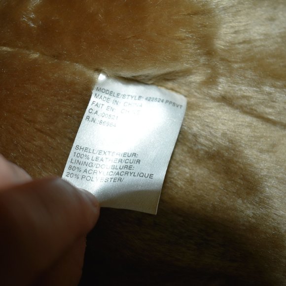 D' Carlo Leather Vest M Faux Fur Zip Closure Tan Pockets - Picture 12 of 12